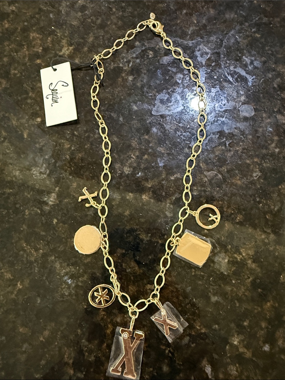Anthropologie-Sequin NYC XOXO Gold-Tone Multi-Charm Necklace!!🔥🔥🔥 - Picture 8 of 16